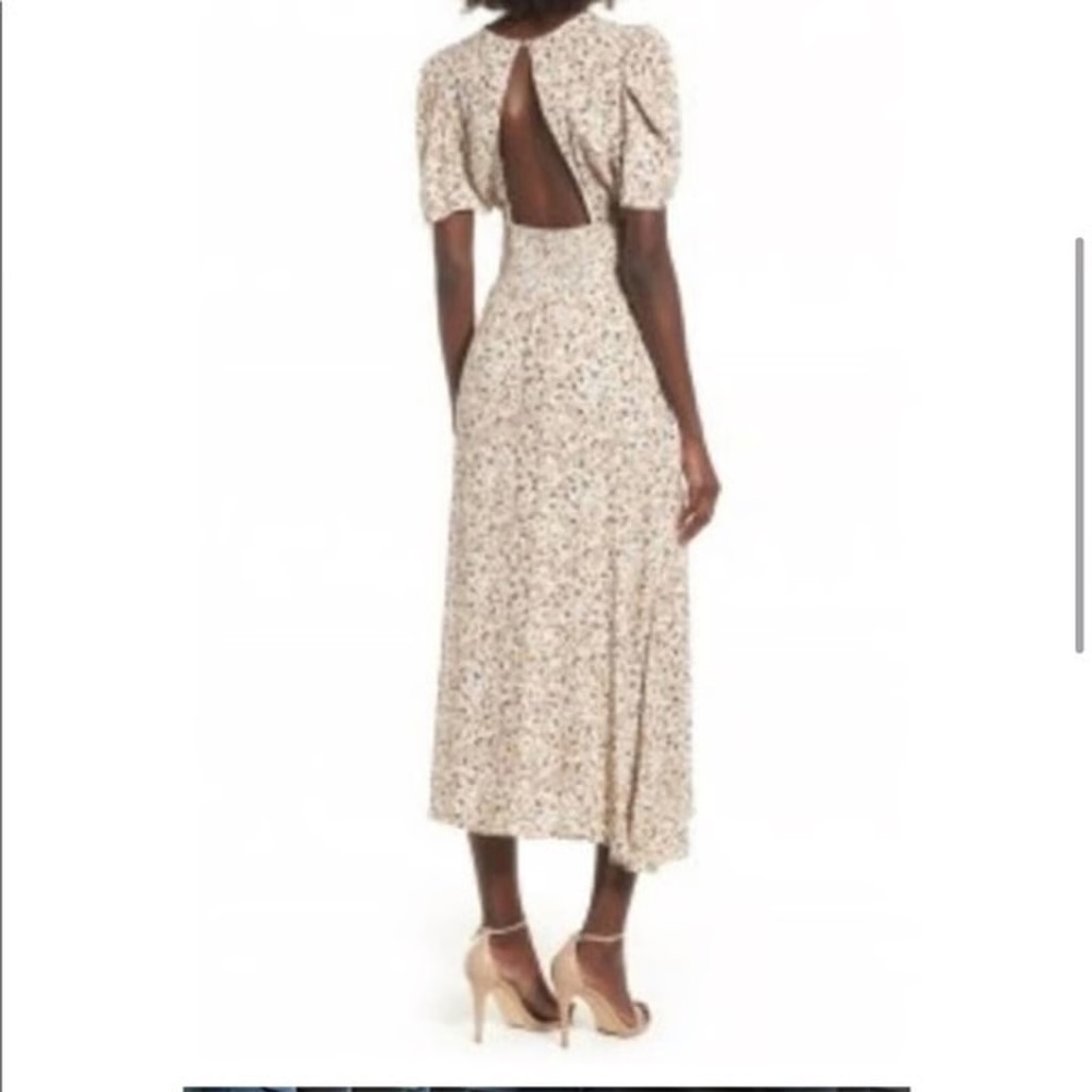 AFRM Jamie Floral Print Open Back Puff Sleeve Midi Dress Cottage Prairie Medium - Picture 2 of 9